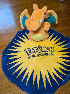 Six Vintage 90's Pokémon Collection of stuffed characters with Mat